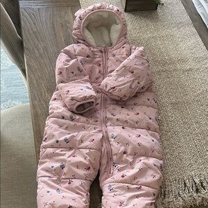 GAP Pink Floral Baby Snowsuit